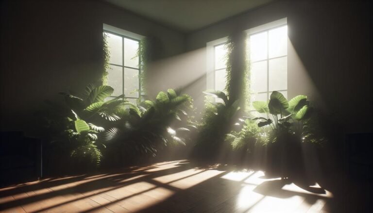 lush foliage in shadows