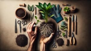 repotting houseplants with care