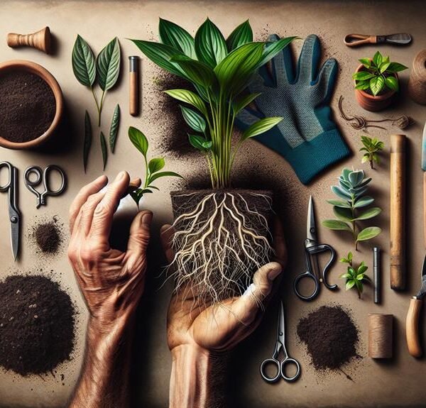 repotting houseplants with care